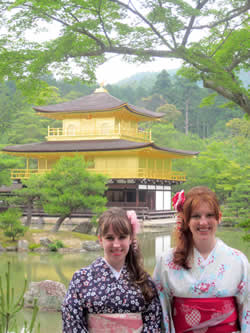 Wearing Kimonos at Kinkaku-ji