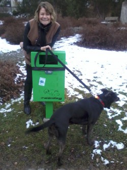 Here my wife discovers Robidog, the Swiss clean-up assistant for dogs