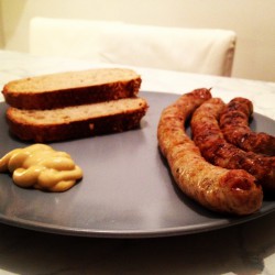 Bread, spicy mustard and Käsekrainers - one of our top favorite typical Austrian meals.