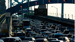 Rush hour traffic on the Ben Franklin Bridge