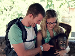Holding a baby Orangutan at the Bali Safari