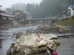 Enjoying a Hot Spring in a River