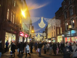 Christmas lights in Grafton Street, Dublin the main shopping street 