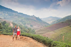 Jmayel & I in Mae Salong, North Thailand, walking through an Oolong tea plantation