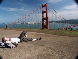 Napping at the Golden Gate Bridge in San Francisco (2004)
