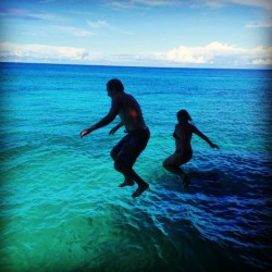 Plunging into the sea in Boracay, Philippines