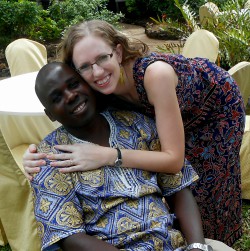 Rachel and her husband at a Kenyan wedding