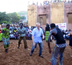 Jeff joins in with a Malian dance group.